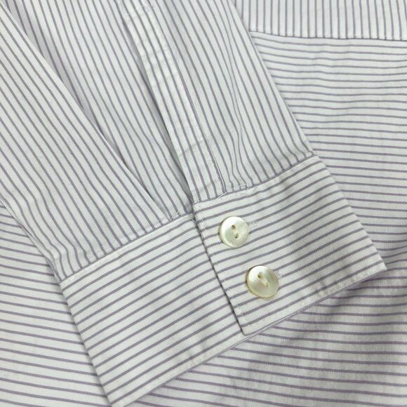 J Jill White Purple Striped 1/2 Button Long Sleeve Collared Tunic Blouse Large - Picture 6 of 8